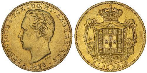 2000 Reis Royaume de Portugal (1139-1910) Or Louis Ier de Portugal (1838 - 1889)