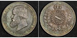 2000 Reis Imperio del Brasil (1822-1889) Plata Pedro II de Brasil (1825 - 1891)