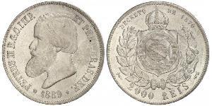 2000 Reis Imperio del Brasil (1822-1889) Plata Pedro II de Brasil (1825 - 1891)