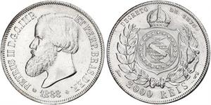 2000 Reis Imperio del Brasil (1822-1889) Plata Pedro II de Brasil (1825 - 1891)