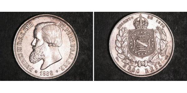 2000 Reis Imperio del Brasil (1822-1889) Plata Pedro II de Brasil (1825 - 1891)