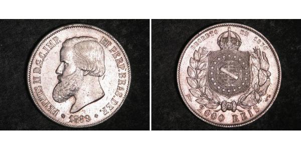 2000 Reis Imperio del Brasil (1822-1889) Plata Pedro II de Brasil (1825 - 1891)