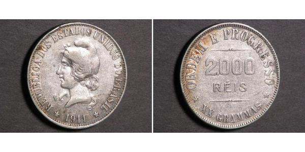 2000 Reis Brasilien Silber 