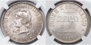 2000 Reis Brazil Silver 