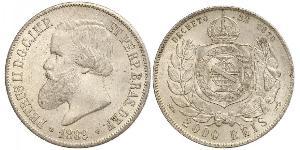 2000 Reis Empire of Brazil (1822-1889) Silver Pedro II of Brazil (1825 - 1891)