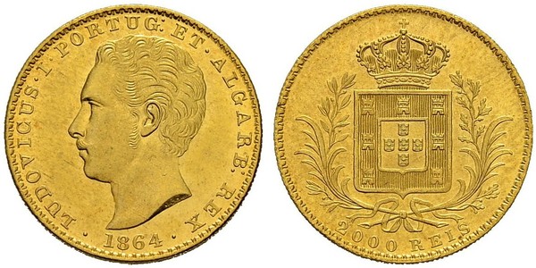 2000 Reis 葡萄牙王國 (1139 - 1910) 金 路易斯一世 (葡萄牙)