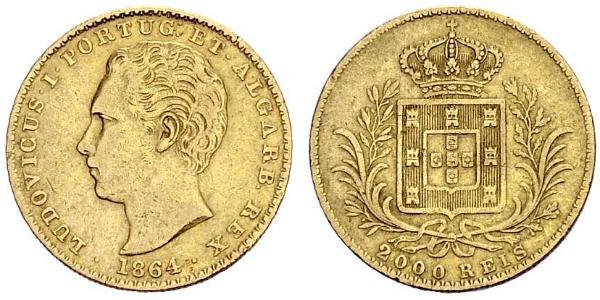 2000 Reis 葡萄牙王國 (1139 - 1910) 金 路易斯一世 (葡萄牙)