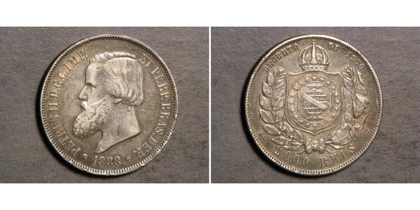 2000 Reis 巴西帝國 (1822 - 1889) 銀 佩德罗二世 (巴西) (1825 - 1891)