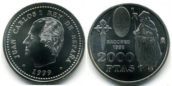 2000 Песета Королевство Испания (1976 - ) Серебро Хуан Карлос I (1938 - )