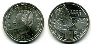 2000 Песета Королівство Іспанія (1976 - ) Срібло Хуан Карлос I (1938 - )