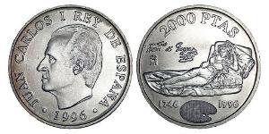 2000 Песета Королівство Іспанія (1976 - ) Срібло Хуан Карлос I (1938 - )