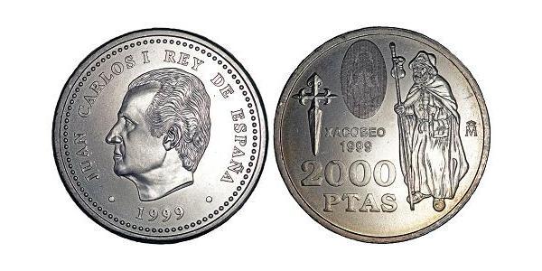 2000 Песета Королівство Іспанія (1976 - ) Срібло Хуан Карлос I (1938 - )