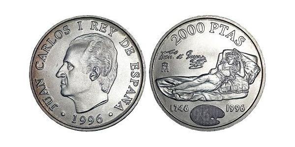 2000 Песета Королівство Іспанія (1976 - ) Срібло Хуан Карлос I (1938 - )