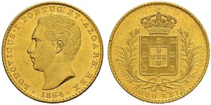 2000 Рейс Королівство Португалія (1139-1910) Золото Луіш I (1838 - 1889)