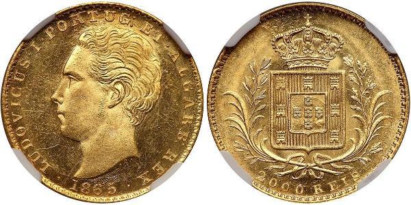 2000 Рейс Королівство Португалія (1139-1910) Золото Луіш I (1838 - 1889)