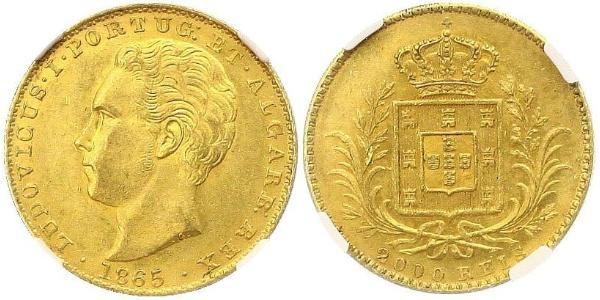 2000 Рейс Королівство Португалія (1139-1910) Золото Луіш I (1838 - 1889)