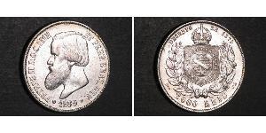 2000 Рейс Бразильская империя (1822-1889) Серебро Педру II (император Бразилии) (1825 - 1891)
