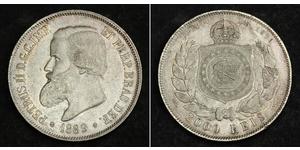 2000 Рейс Бразильская империя (1822-1889) Серебро Педру II (император Бразилии) (1825 - 1891)