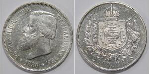 2000 Рейс Бразильська імперія (1822-1889) Срібло Педру II (імператор Бразилії) (1825 - 1891)