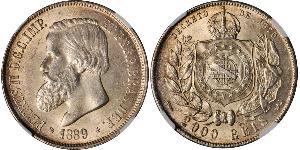 2000 Рейс Бразильська імперія (1822-1889) Срібло Педру II (імператор Бразилії) (1825 - 1891)