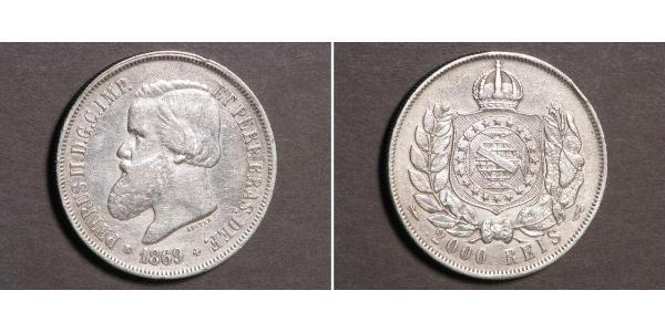 2000 Рейс Бразильська імперія (1822-1889) Срібло Педру II (імператор Бразилії) (1825 - 1891)