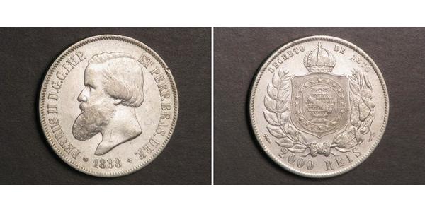 2000 Рейс Бразильська імперія (1822-1889) Срібло Педру II (імператор Бразилії) (1825 - 1891)
