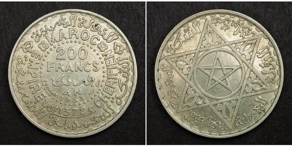 200 Franc 摩洛哥 銀 穆罕默德五世 (摩洛哥) (1909 - 1961)