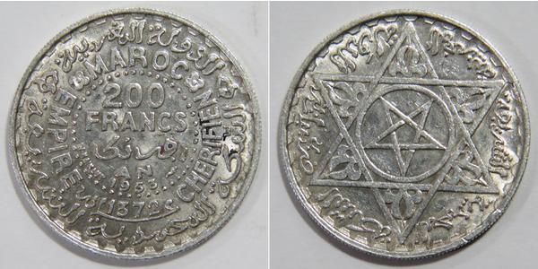 200 Franc 摩洛哥 銀 穆罕默德五世 (摩洛哥) (1909 - 1961)