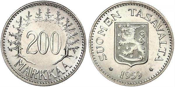 200 Mark Finland (1917 - ) Silver 