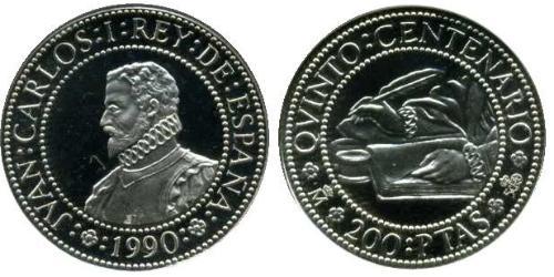 200 Peseta Regno di Spagna (1976 - ) Argento 