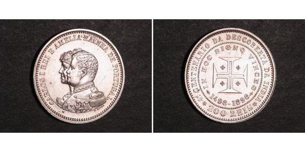 200 Reis Royaume de Portugal (1139-1910) Argent Charles I de Portugal (1863-1908)