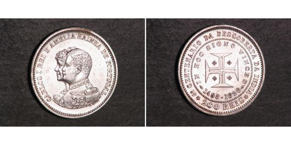 200 Reis Reino de Portugal (1139-1910) Plata Carlos I de Portugal (1863-1908)
