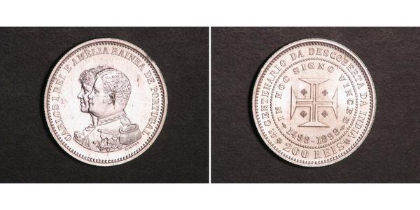 200 Reis Reino de Portugal (1139-1910) Plata Carlos I de Portugal (1863-1908)