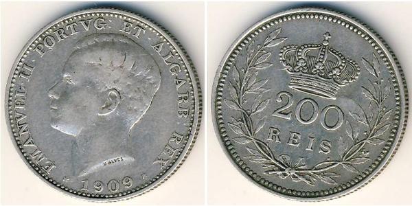 200 Reis Kingdom of Portugal (1139-1910) Silber Manuel II of Portugal (1889-1932)