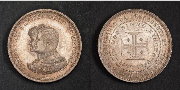 200 Reis Kingdom of Portugal (1139-1910) Silber  Karl I. von Portugal (1863-1908)