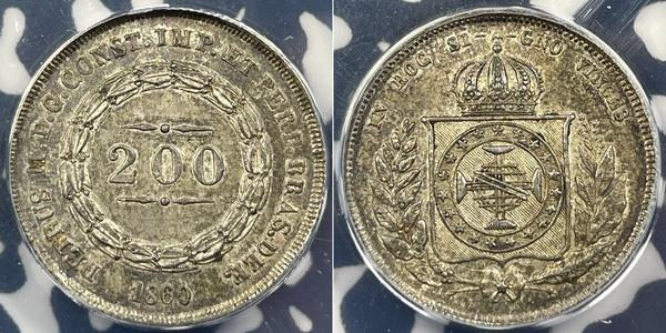 200 Reis 巴西帝國 (1822 - 1889) 銀 