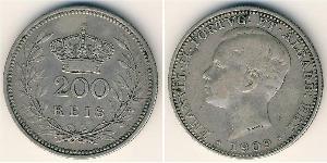 200 Reis 葡萄牙王國 (1139 - 1910) 銀 Manuel II of Portugal (1889-1932)