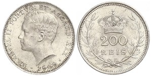200 Reis 葡萄牙王國 (1139 - 1910) 銀 Manuel II of Portugal (1889-1932)