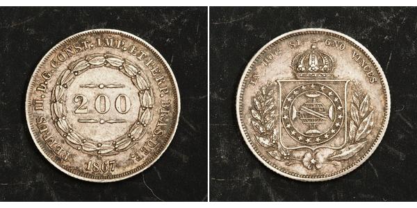 200 Рейс Бразильська імперія (1822-1889) Срібло 