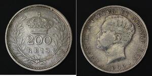 200 Рейс Королівство Португалія (1139-1910) Срібло Мануэл II король Португалії(1889-1932)