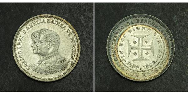 200 Рейс Королівство Португалія (1139-1910) Срібло Карлуш I король Португалії (1863-1908)