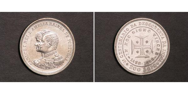 200 Рейс Королівство Португалія (1139-1910) Срібло Карлуш I король Португалії (1863-1908)