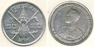 20 Baht Tailandia Plata 