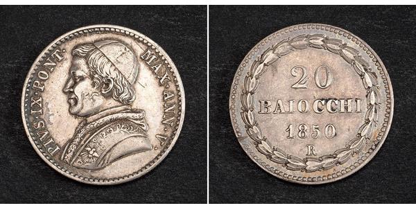 20 Baiocco Ciudad del Vaticano Plata 