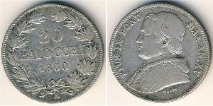 20 Baiocco Kirchenstaat (752-1870) Silber Pius IX (1792- 1878)