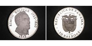 20 Balboa Panama Argent Simon Bolivar (1783 - 1830)