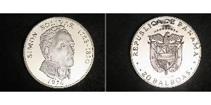 20 Balboa Panama Argent Simon Bolivar (1783 - 1830)