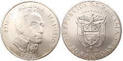 20 Balboa Panama Argent Simon Bolivar (1783 - 1830)