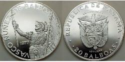 20 Balboa Panamá Argento Vasco Núñez de Balboa (1475 – 1519)