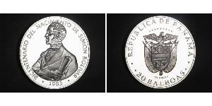 20 Balboa Panamá Argento Simon Bolivar (1783 - 1830)